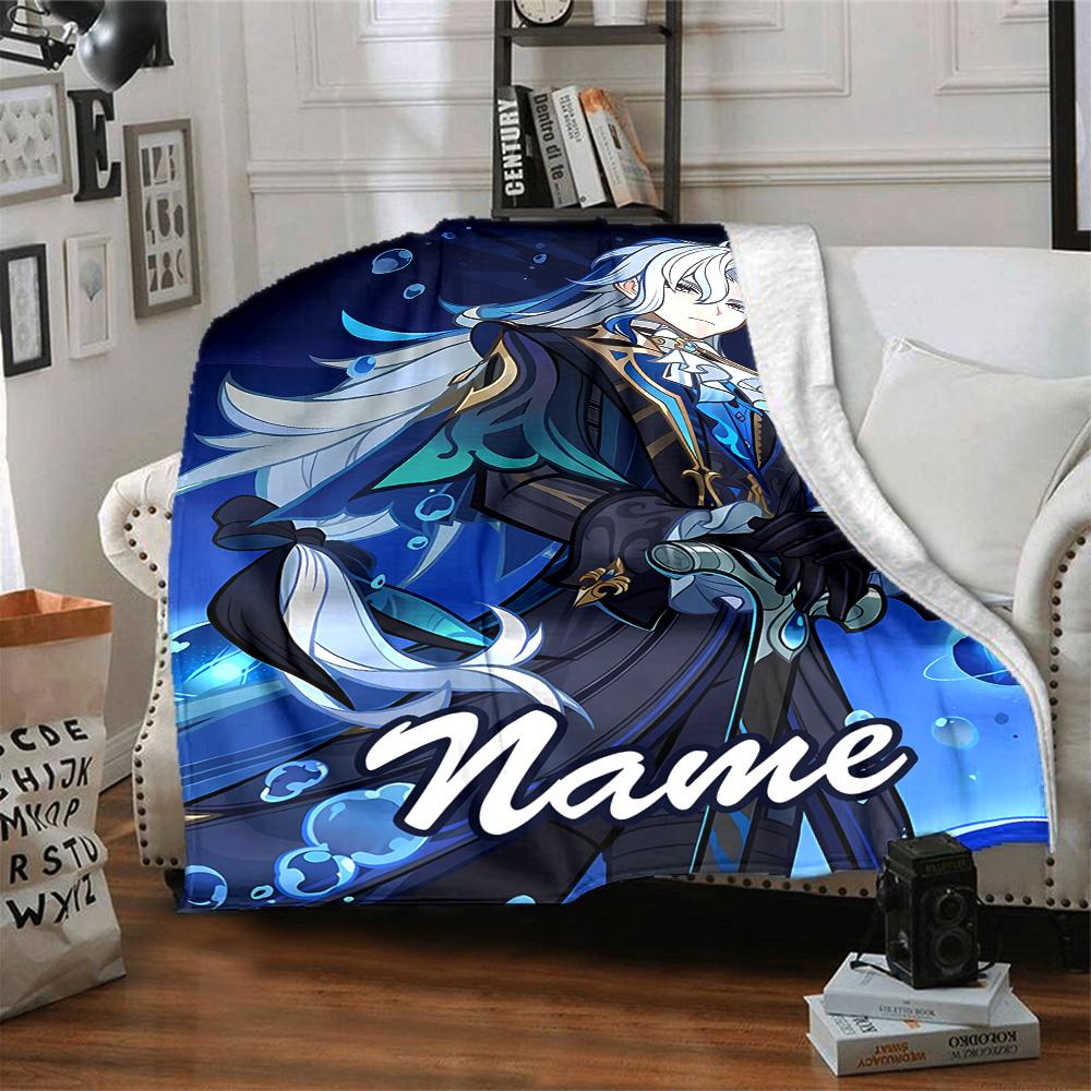 Customizable Genshin Impact1 Throw Blanket – Personalized Name, All-Season Cozy Snug Blanket, Machine Washable, Personalized Blanket