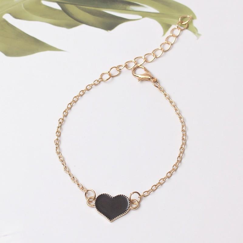 Sweet Enamel Red Heart Pendants Bracelets for Girls Gold Color Short Chain Anklets Korean Fashion Lovely Hand Accessories