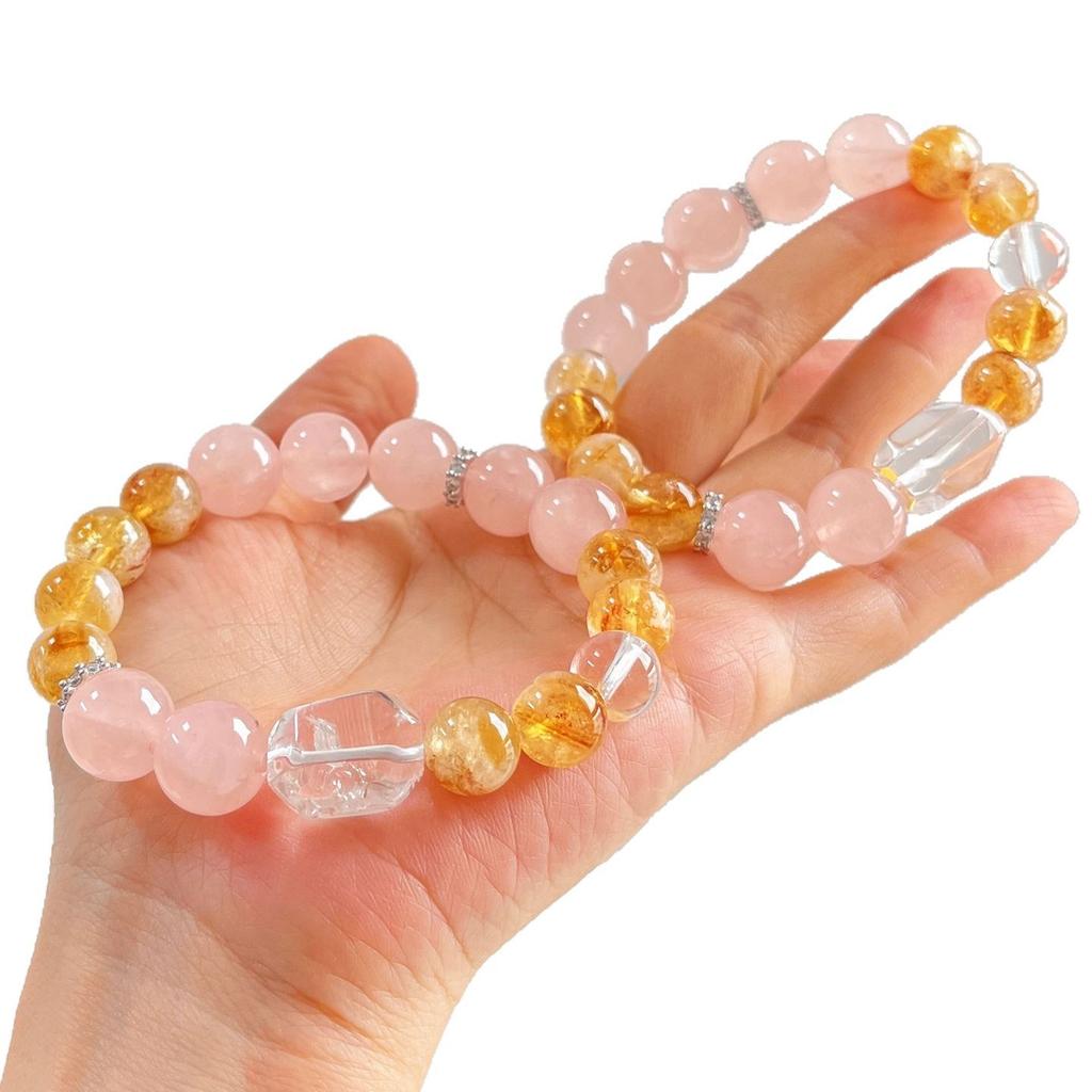 High Quality Natural White Crystal Citrine Horse Powder Crystal Contrasting Color Bracelet Bracelet.