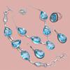 Topas Blau London Schmuck Set Edelstein Halskette Geschenk Sterling
