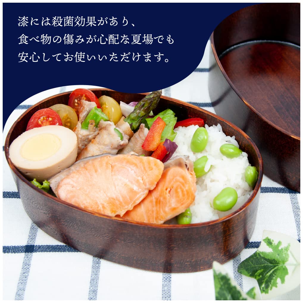 Sakai Sangyo Kiso Hinoki Oval Menpa Two-Tier Bentwood Lunch Box, Made in Japan, Lacquer, Wappa Bento, Kiso Lacquerware