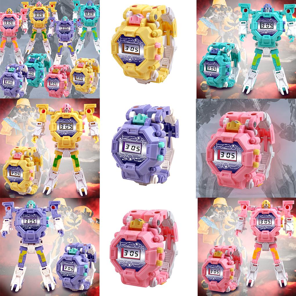 2 In 1 Robot Transformation Wristwatch Toy Boy Children Electronic Robot Sport Watch Birthday Xmas Gift