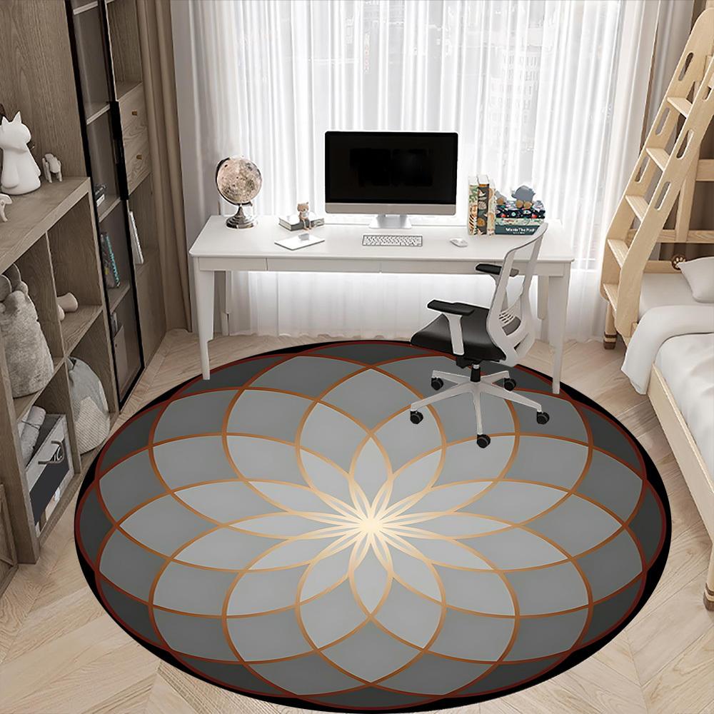 1pc Flower MandalaChair Carpet for Office, Indoor Non-Slip Washable Polyester Fiber Carpet, Mat For Office, Machine Washable