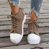 Foreign trade large size 2024 new cloth surface solid color high-top casual thick-soled versatile canvas shoes tide