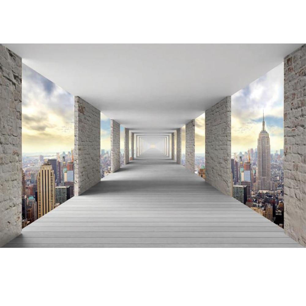 3d Space City Wallpaper Gray Brick Wall Mural Bedroom Room Decor Home Living Room Tv Background Large Wall Mural