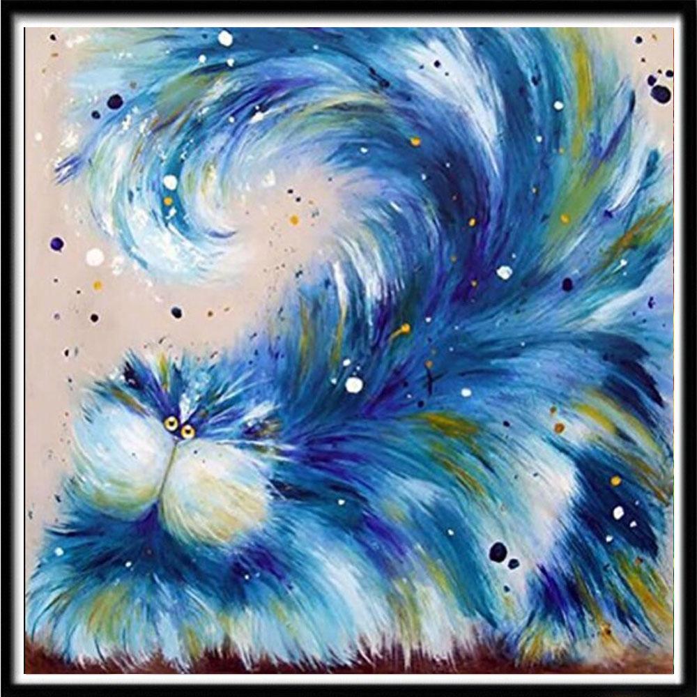 Pictura cu diamante 5D Diy Broderie cu punct de cruce Kit complet Pictură cu diamante pisica Decorare perete de acasă Cadouri de sărbători lucrate manual