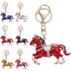 Sparkling Zodiac Horse Keychain Colorful Car Key Chain Rhinestones Horse Keychain  New Year Gift