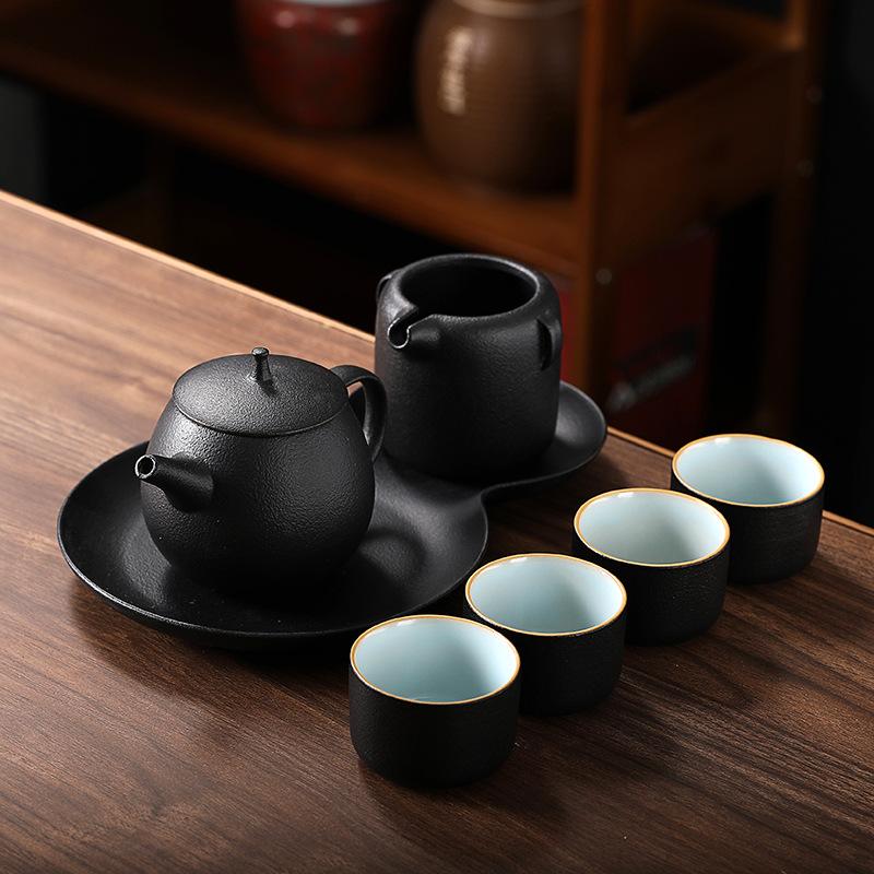 Ceramic Ru kiln kung fu tea set set, bank company holiday cultural and creative gift, can be made into Ru kiln tea sets
