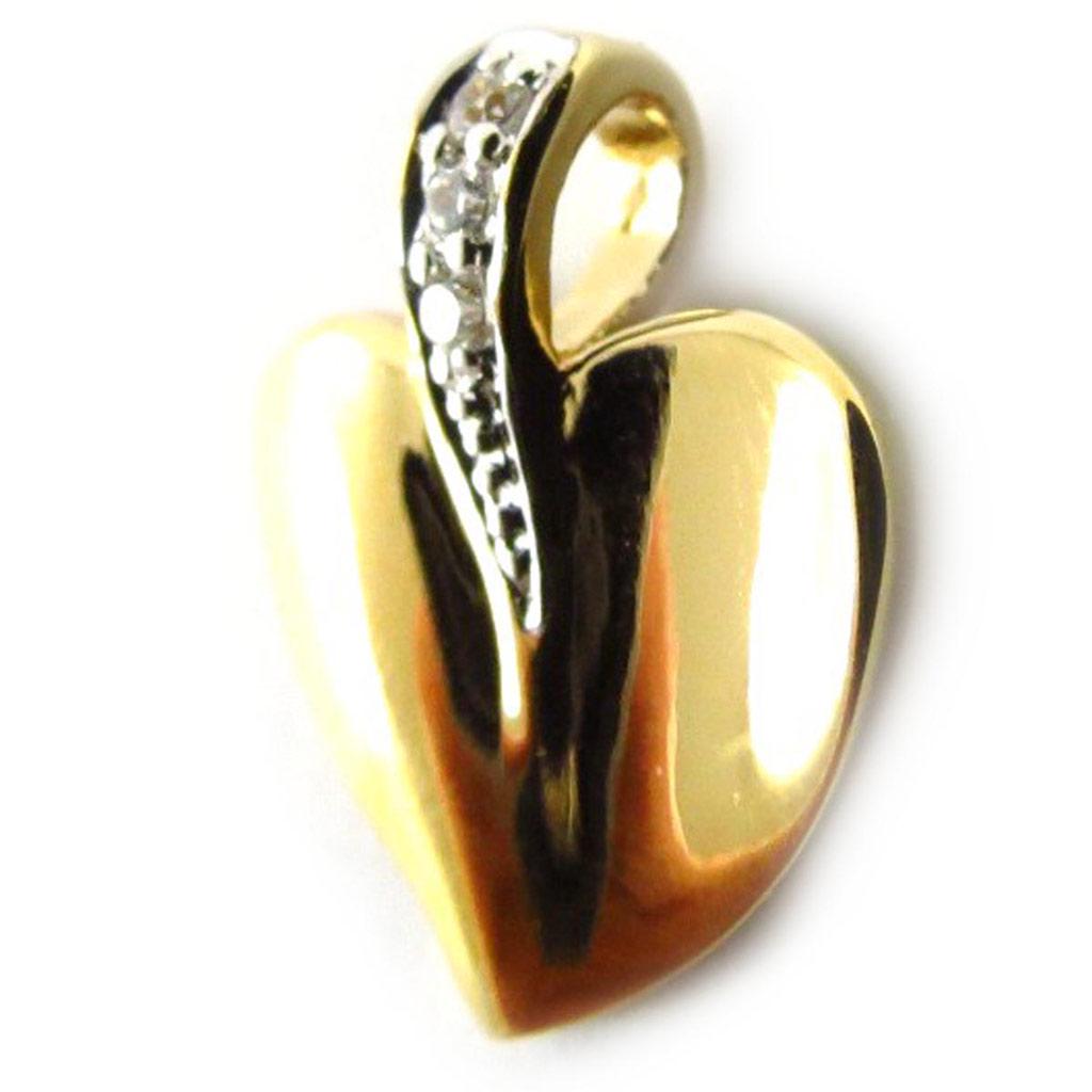 Les Trésors De Lily [D8001] - Gold Plated Pendant 'Coeur Caprice' Golden White - 13x14 Mm