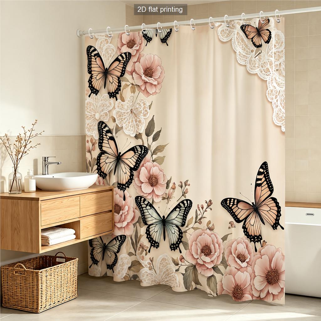 Winter Forest Floral Abstract Print Polyester Shower Curtain Bathroom Decor Bathtub Curtain with Hooks Multiple Designs