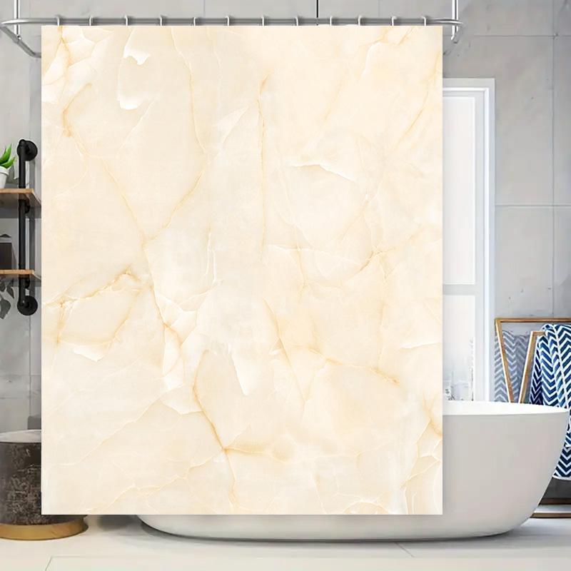

Elegant Bath Shower Curtain Made With Marble-Like Print For Bathroom Decor Waterproof Home Accessory In Beige Color (180X245Cm) W60H190(CM)-1 Pcs