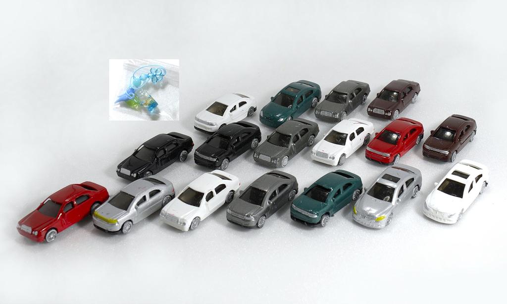 N Gauge Diorama Miniature 17 Colorful Strap KOZIMA Original Package Cars, 1/100 Scale, Cars, Set,