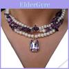 Collier de Perles Géométriques avec Pendentif en Cristal pour Femmes Été