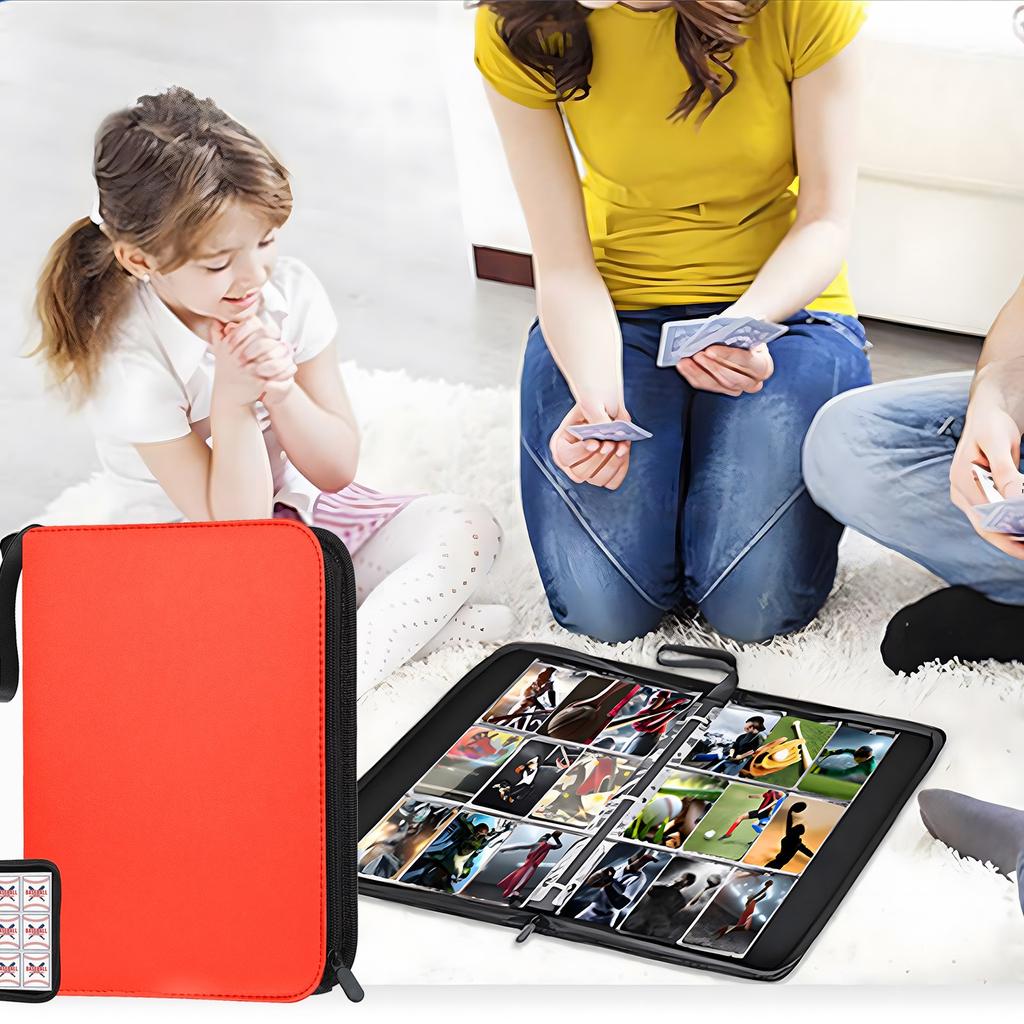 Zipper Trading Card Holder With Card Sleeves,Collectible Card Folder Fits 40 Cards And 30 Removable Trading Card Sleeves