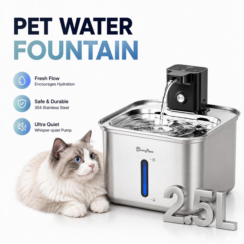 Professionelle Edelstahl kabellose Haustier-Wasserfontäne kabelloser automatischer Katzen-Wasserspender mit Bewegungssensor für Katzen Hunde