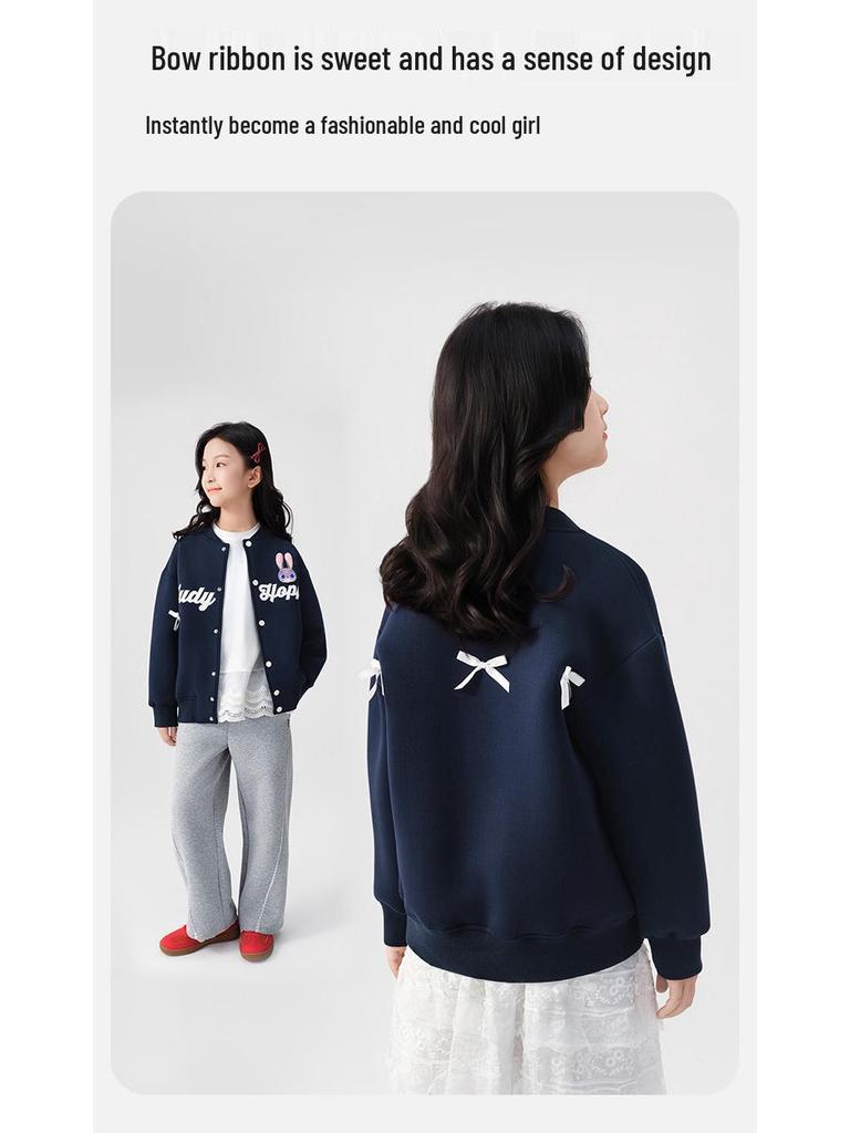 Officer Judy Hopps Baseballjacke für Mädchen - Cartoon-Schleife Herbst-Oberbekleidung