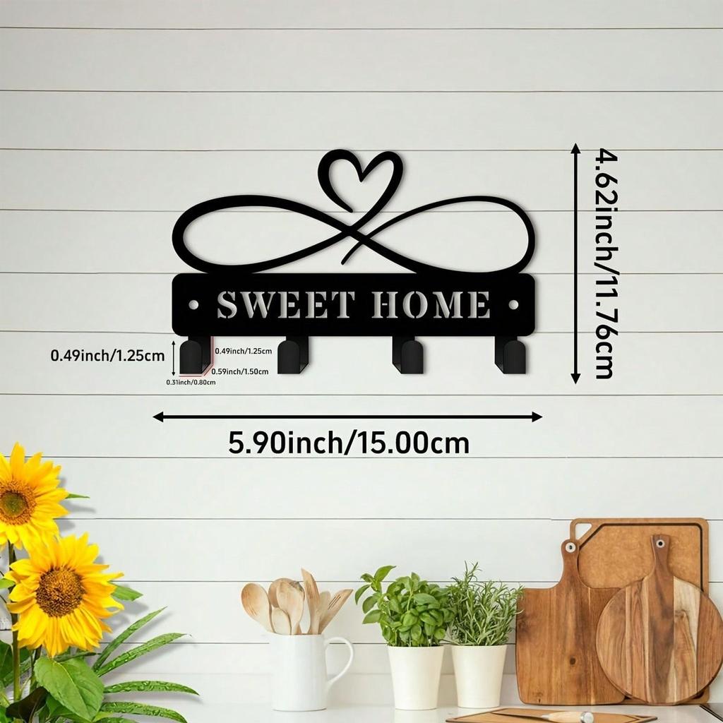 Metal Infinity Heart Key Hook Wall Mounted Office Kitchen Bathroom Outdoor Porcelain