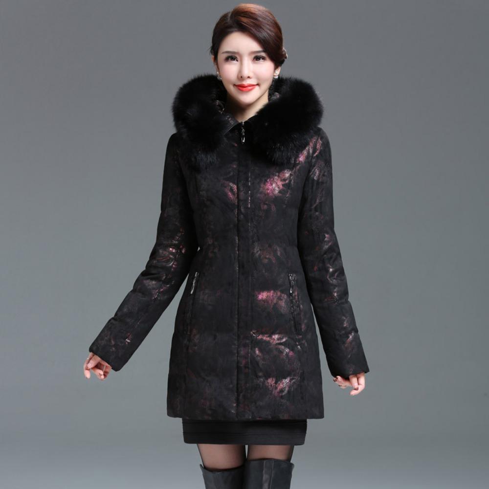 Mom's Embossed Medium and Long Middle-aged and Elderly Down Jackets for Women Fattened and Thickened New Winter Jackets
