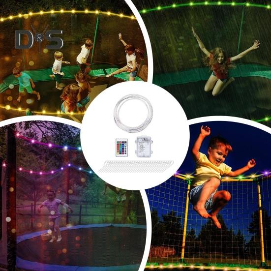 Wodoodporne paski świetlne LED do trampolin z pilotem zdalnego sterowania, 16 kolorów, zewnętrzne światła do zabawy w nocy, do trampolin o długości 8/10/12 stóp