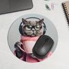 Random Placement Printed Cat Round Portable Mouse Pad Computer Office Desk Mat Durable Non-Slip Thickened Cartoon Table Mat