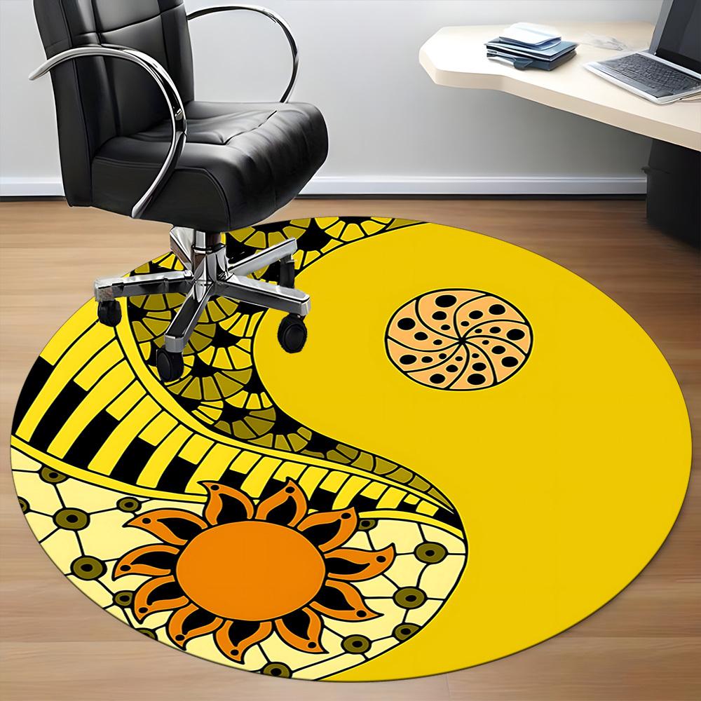 1pc Yin Yang Symbol Chair Carpet for Office, Round Non Slip Durable Large Size Office Carpet, Suitable for Office