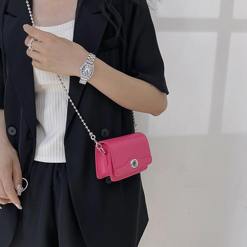 Frühling/Sommer Kinder Umhängetasche - Euro-amerikanische Mode, Socialite-Stil, Einfaches Verschlussdesign, Kettenriemen, Kompakte quadratische Lippenstifttasche für Damen