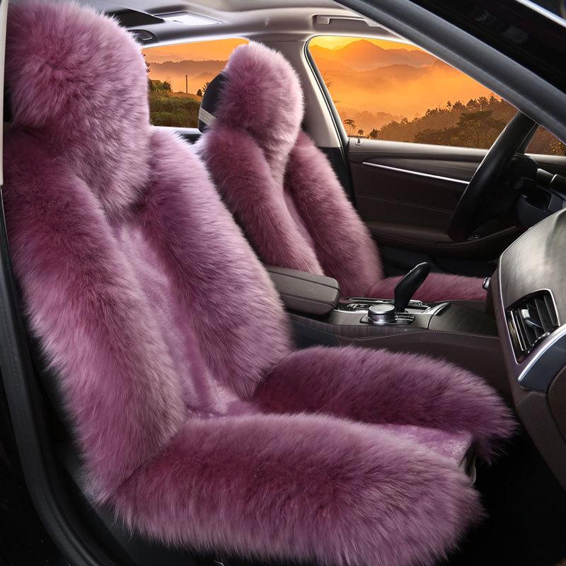 Cuscino Universale per Sedile Auto in Lana e Peluche Invernali - Antiscivolo, Caldo, Coprisedile Lunga Pila per Sedile del Conducente