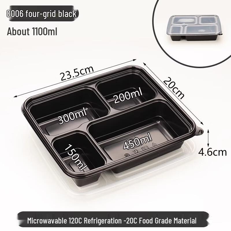 Disposable 4-Compartment Takeaway Food Containers