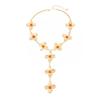 Punk Y-shaped Chain Necklace Gold Flower Tassels Earrings Vintage Flower Pendant Necklace  Gifts