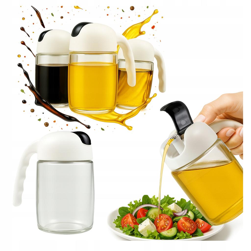Glass oil dispenser 300 ml with handle - olive oil vinegar sauce oil spices