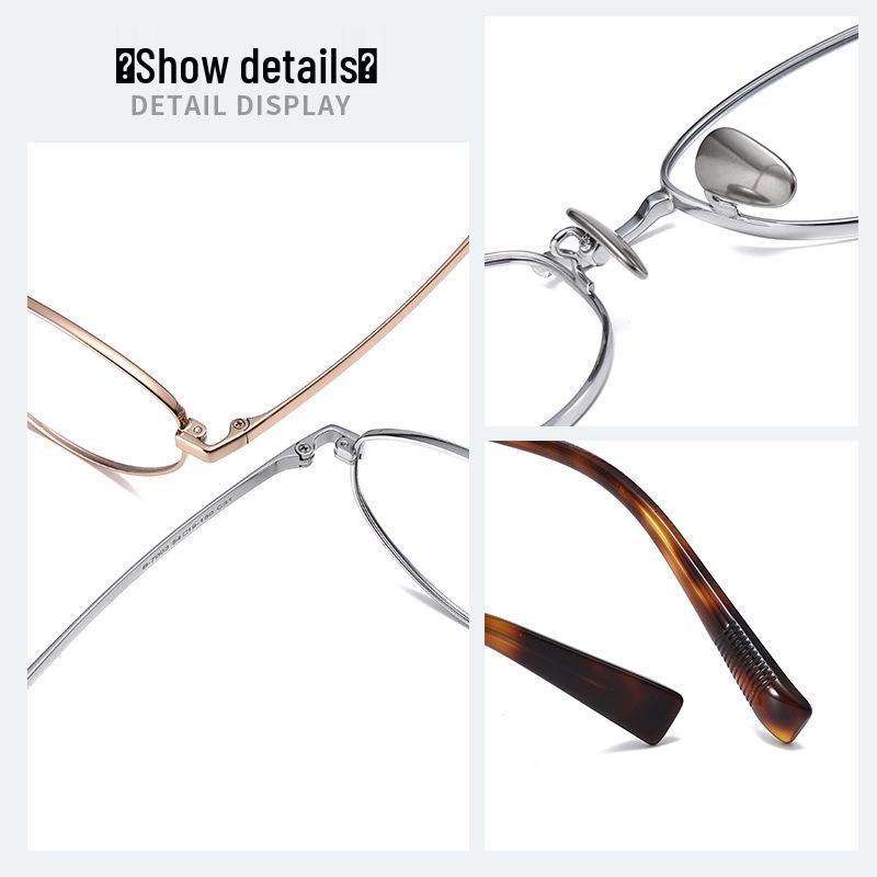 Ultra-Light Titanium Oval Frame Myopia Glasses, Women's Anti-Blue Light Gold Wire Nerd Style
