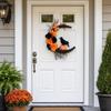 Plastic Halloween Wreath Gothic Style Artificial Flower Garland Cat Crow Wreath  Front Door Decor