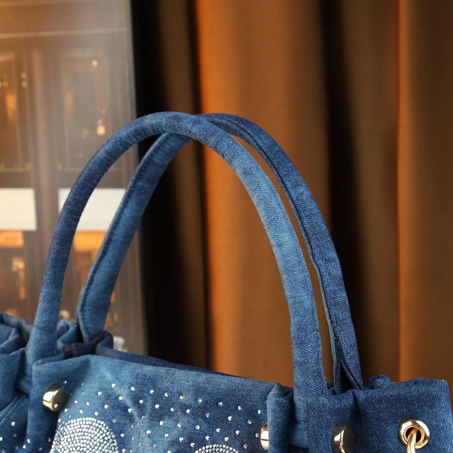 New Women's Bag, Casual Denim Bag, Handbag, Shoulder Bag, Crossbody Bag, Diamond Studded Wing Bucket Bag