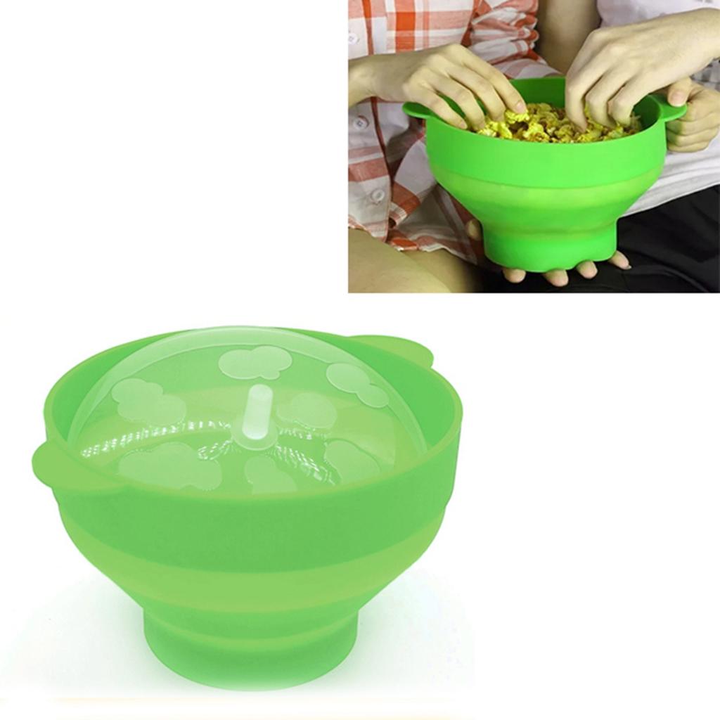 Microwave Silicone Popcorn Popper Collapsible Silicone Popcorn Maker Bowl with Handle Lid
