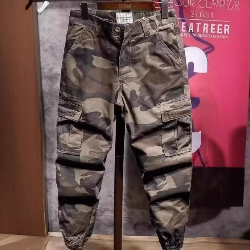 Summer Heavy Camouflage Overalls Men's Pants Loose Outdoor Tied Harlan Pants Sports and Leisure