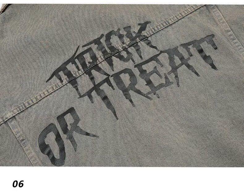 Unisex Street Rapper Retro Denim Jacket - Loose Fit, Plus Size, Spring/Autumn Hong Kong Style