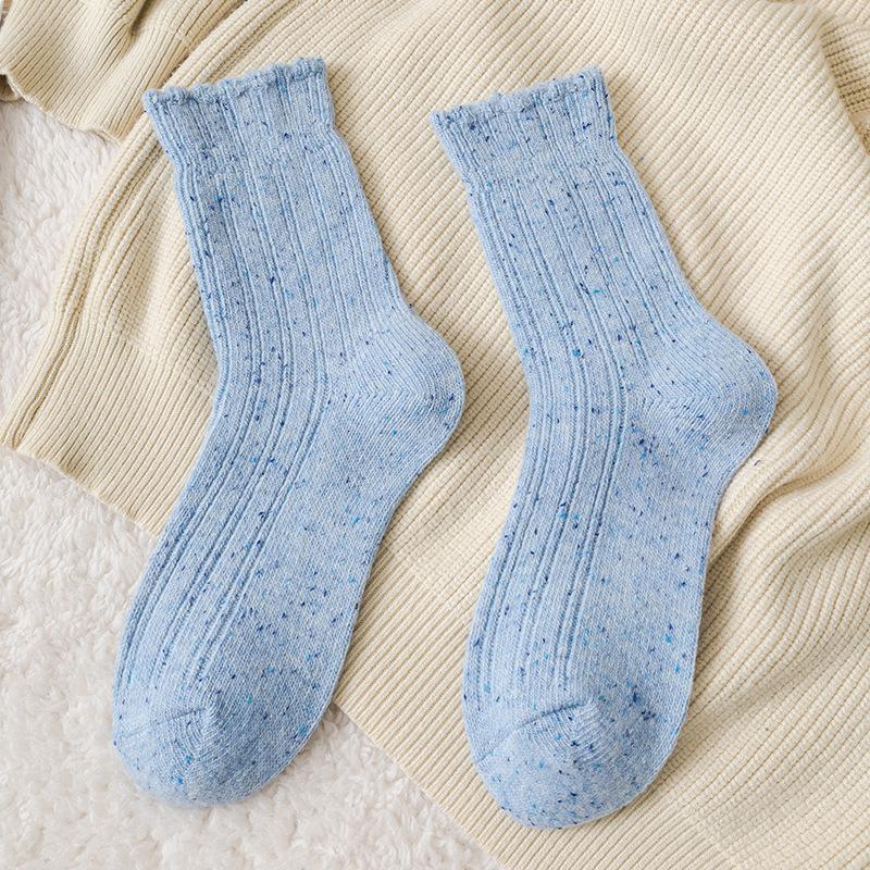 Female Autumn and Winter Thickened Warm Point Yarn Lace Lovely Wool Long Pile Pile Socks