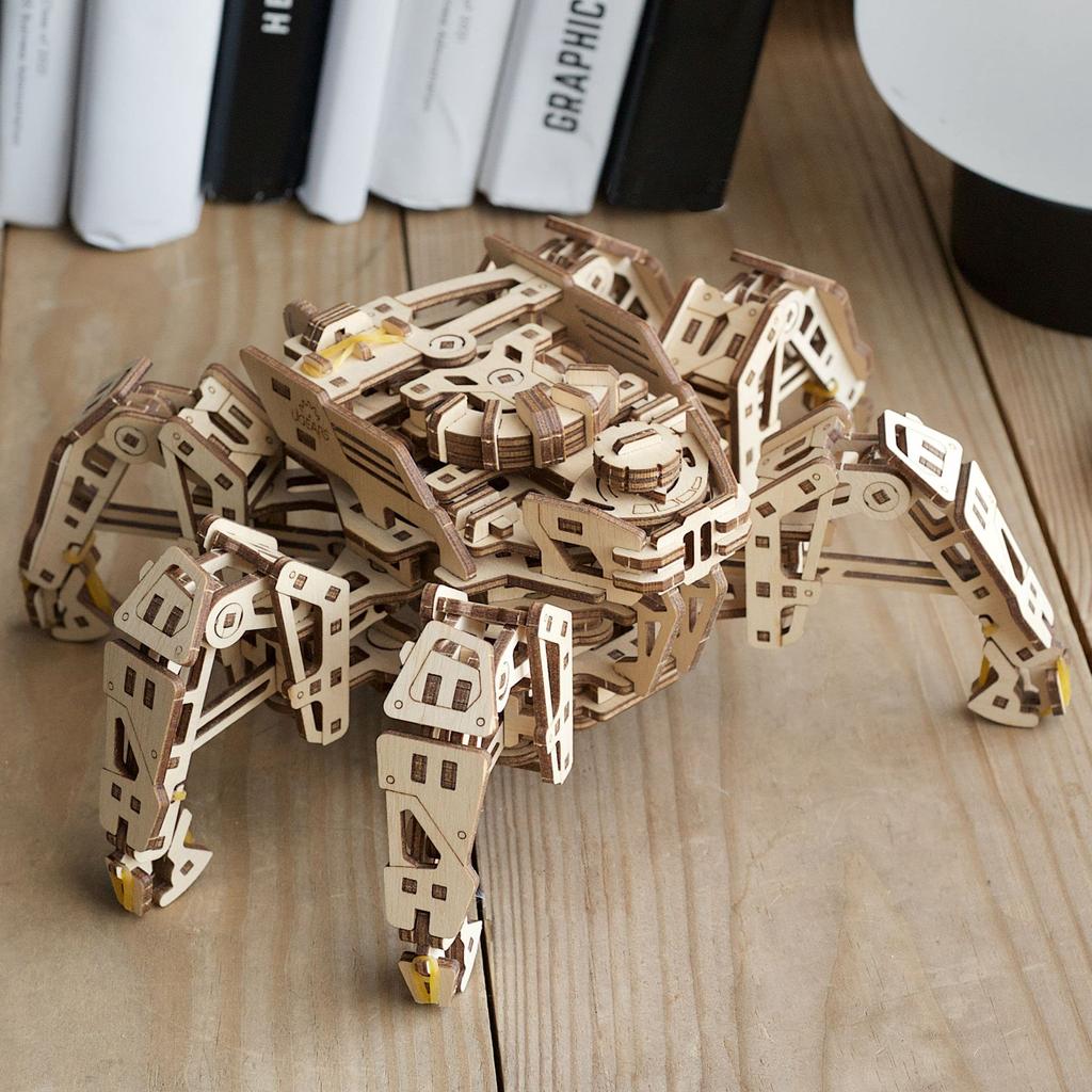 Ugears Hexapod Explorer 70158 Wooden No Glue or Tools 3D Assembly Instructions Included Puzzle, Required, Puzzle,