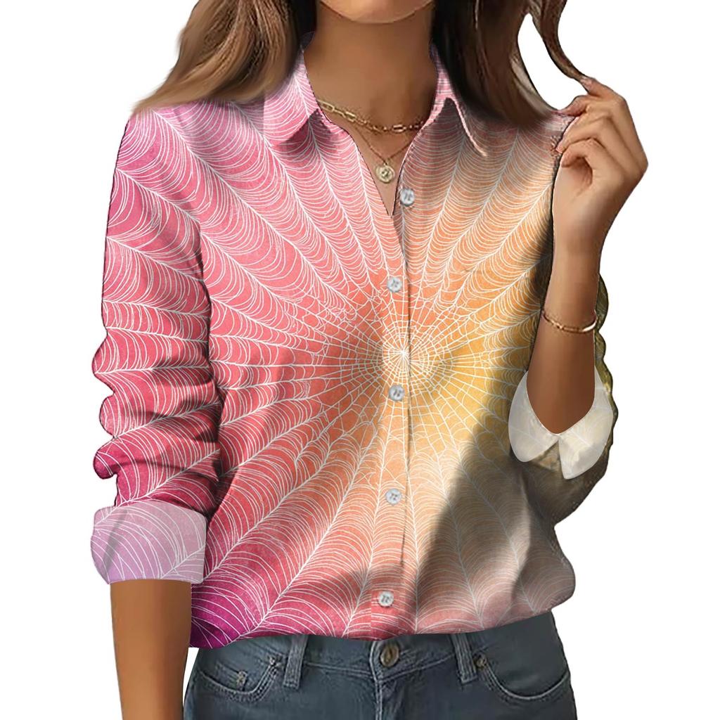 Dámská košile halenka s potiskem tlačítka s dlouhým rukávem ležérní základní košilový límec s běžným topem