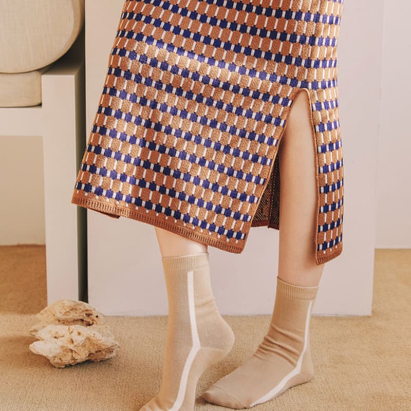 Abiruz Women's Socks WBT-35 Beige 3-Piece Set