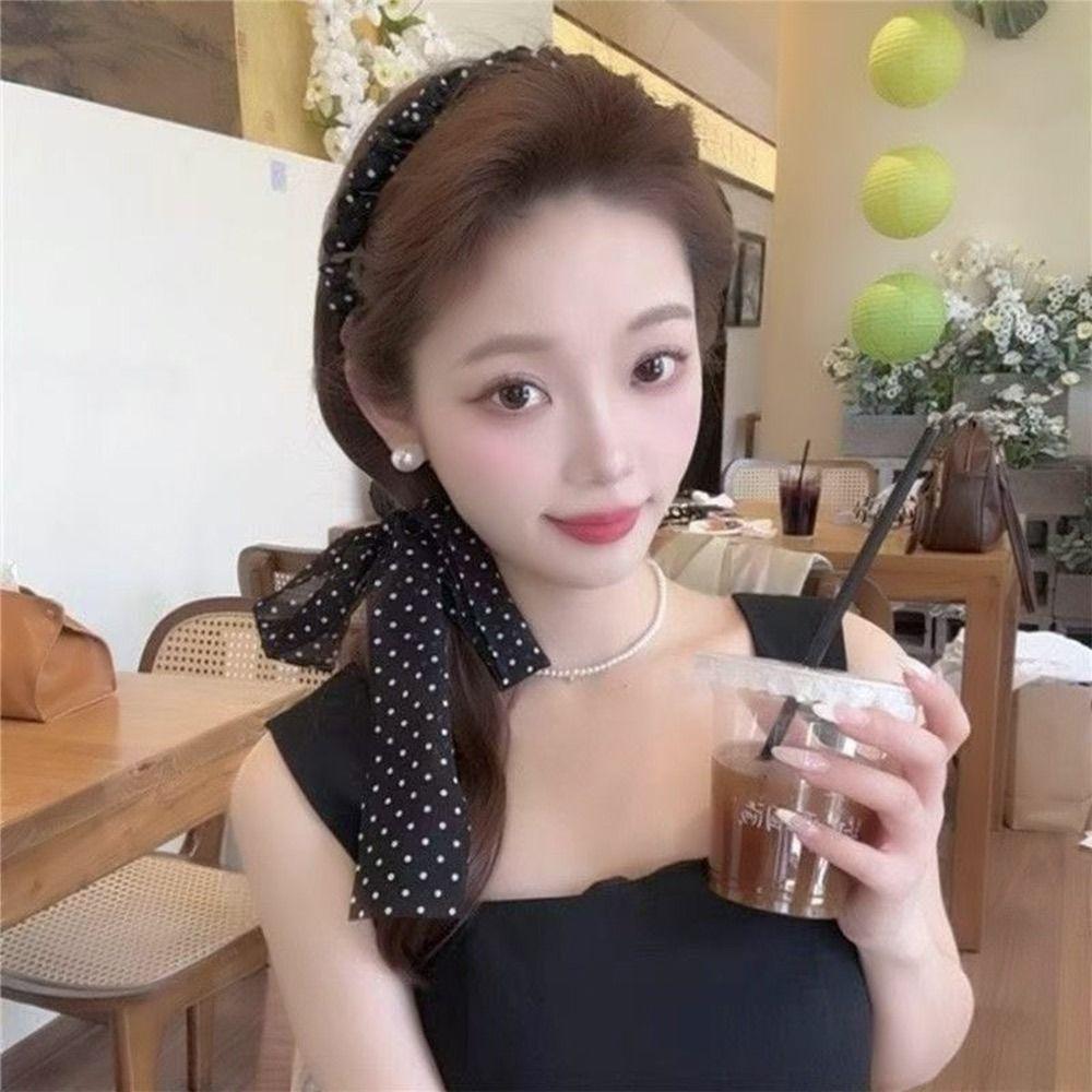 Elegant Dot Ribbon Headband Anti -Slip Hair Tie Fashion Hair Accessories  for Women Girls