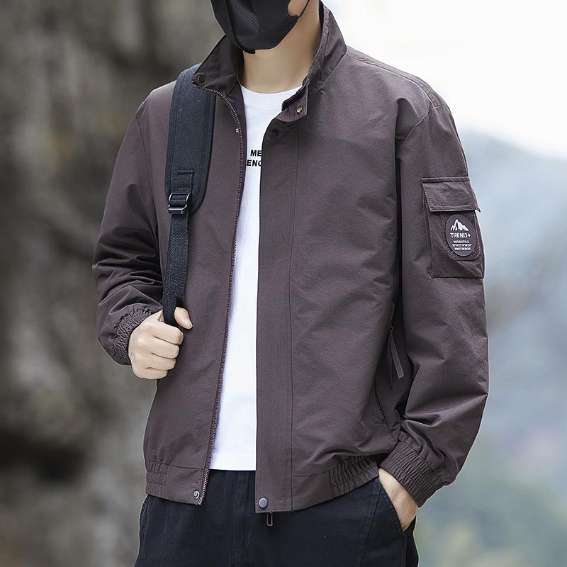 Men's Simple and Versatile Stand Up Collar Casual Workwear Jacket for Men