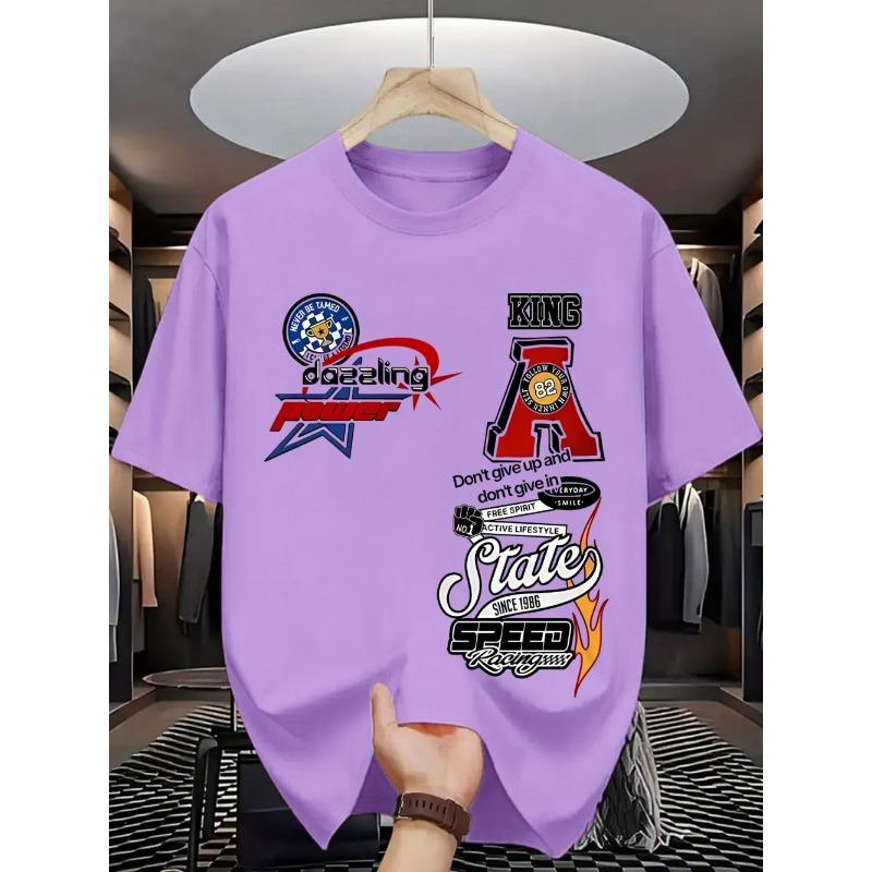 European and American men's summer fashion letter graffiti print comfortable and breathable