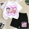 Fashion Casual 3D Print Children's Korean Wave Demon Hunter Movie Cartoon Boys and Girls Short-sleeved Set