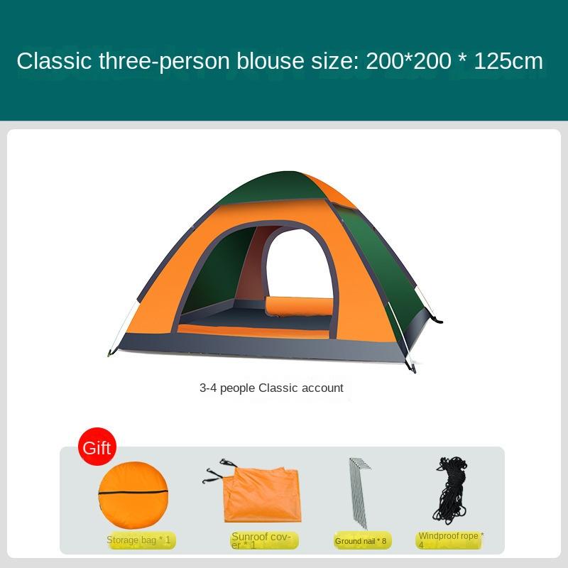3-4 People Easy-to-Put-up Tent Automatic Camping Folding Outdoor Tent Rain-Proof Outdoor