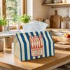 1pc Blue and White Striped Background with Red Sardine Can Label Tissue Box, Decorative Tissue Dispenser, Durable for Home, Party, Car, Kitchen, Dinin