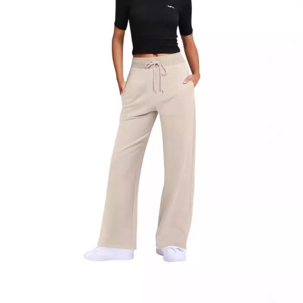 Fall Winter Women's High Waist Drawstring Solid Color Casual Sweatpants Leisure Leisure Long Pants