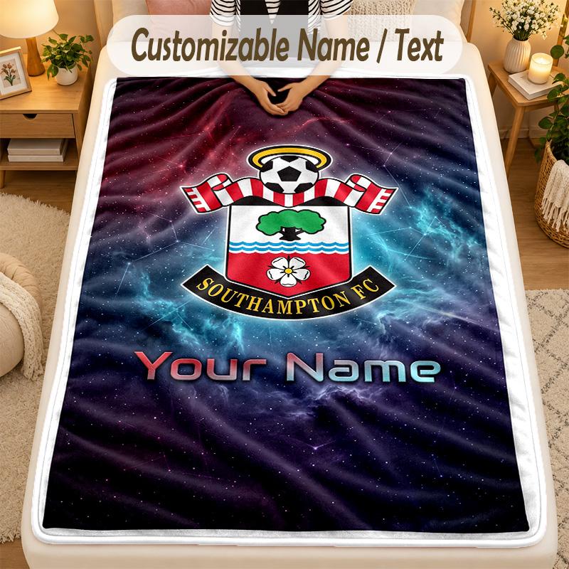 Flannel BlanketSouthampton FC Custom Name Text Personalized Soft Warm Throw Blanket Home Decor Gift