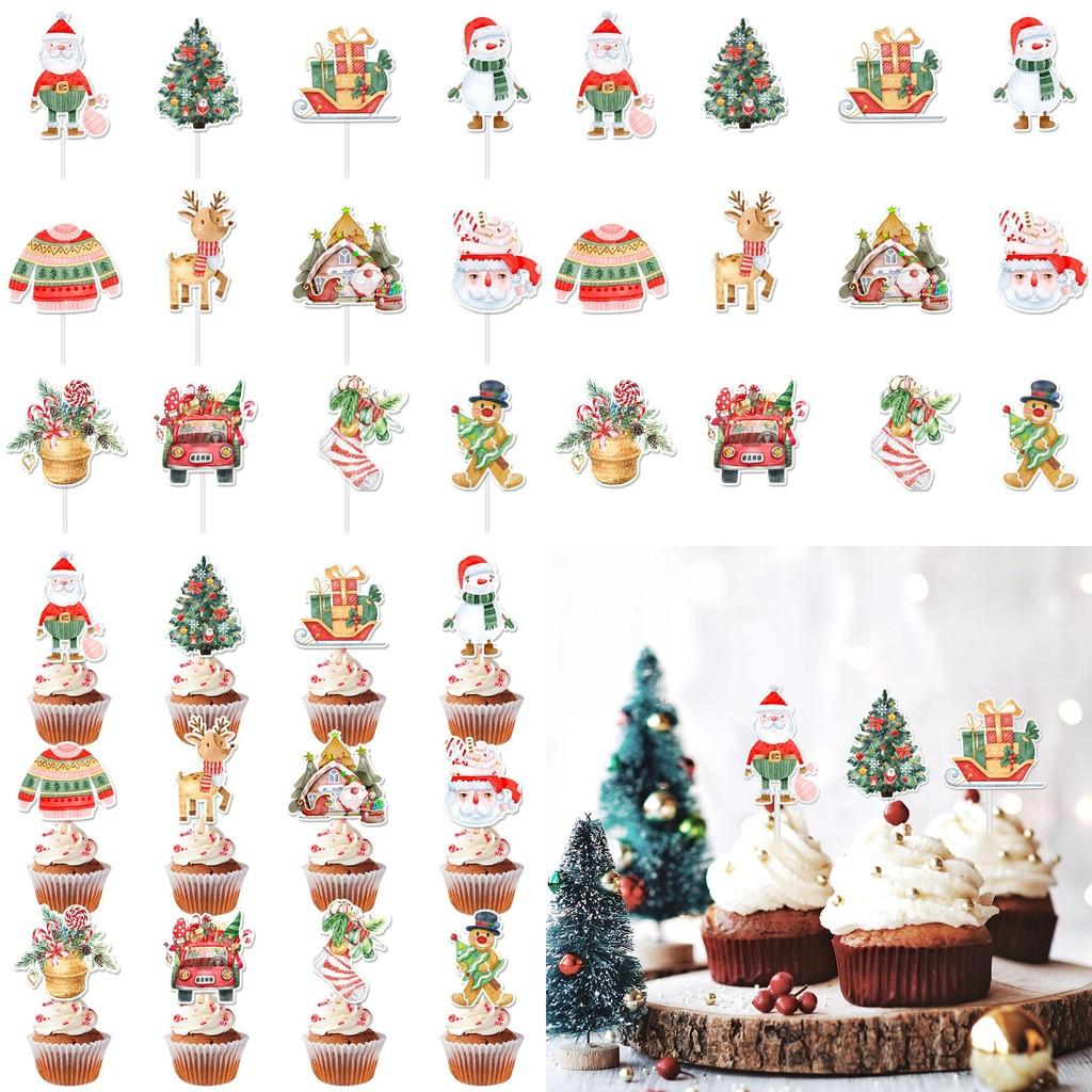Christmas Cake Decoration Flags Set With Vintage Design For Holiday Parties