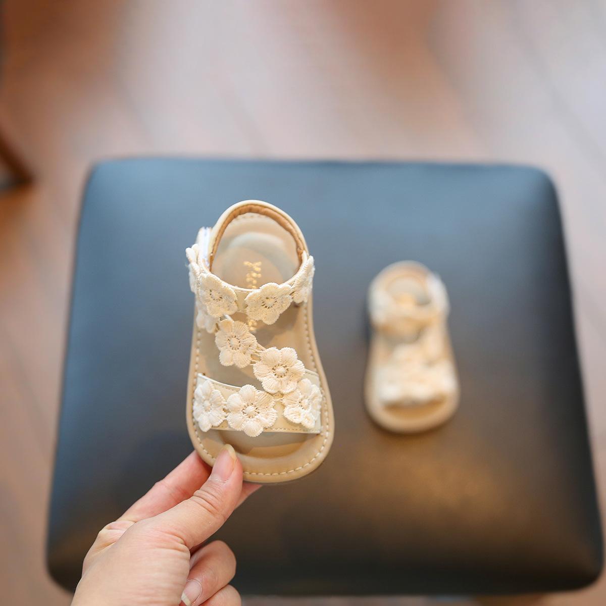 

Fashion Baby Shoes Summer New Girls Flower Sandals Simple Versatile Kids Beach Shoe Soft Sole Anti Slip Baby Walking Shoes 19insole14CM бежевый